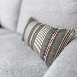 Cojín rayas verde lino Bósforo 30x50 cm