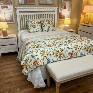 Plaid edredón flores terracota y azul 150x200 cm