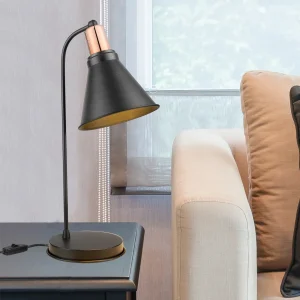 Lámpara de mesa Bath de una llama Negro / Color cobre [lux.pro]