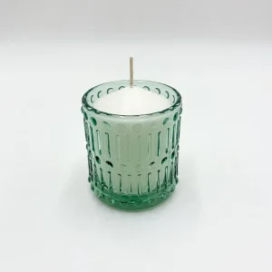 Portavela cristal grabado verde