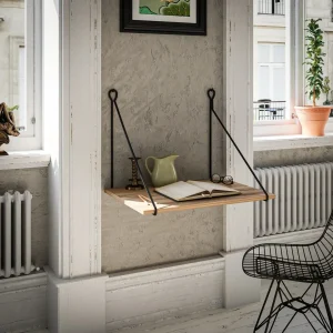 Escritorio de pared Andøy 70x54x50 cm Negro/Aspecto madera [en.casa]