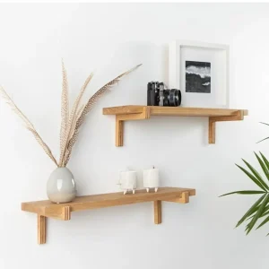 Estantería de pared Rødby juego de 2 55x15x12 cm haya [en.casa]