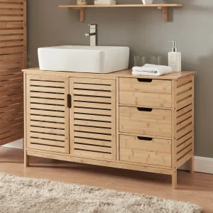 Mueble bajo lavabo Boksereys 60x100x35 cm Bambú Natural [en.casa]