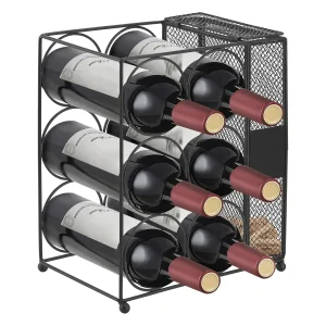 Estante para vino Drangedal para 6 botellas con contenedor de rejilla [en.casa]