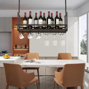 Estante para vinos con soporte para copas Borejle [en.casa]