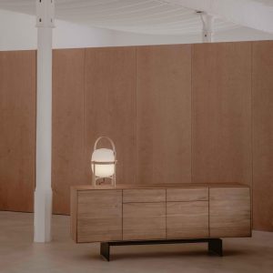 Aparador Teide 4 puertas, 2 cajones teca y acero 200 x 45 x 76 cm