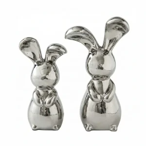 Adorno Par De Conejos Cromados
