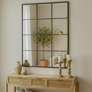 Espejo negro metal efecto ventana 90x120 cm