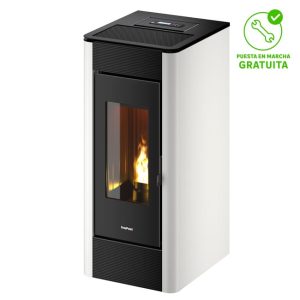 Estufa de pellet canalizable 10,5 kW programable — blanca